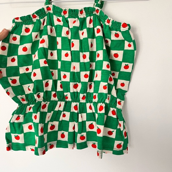 Bobo Choses Green Romper with Red Apple Design - Picture 2 of 5